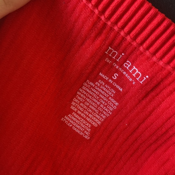 Red Ribbed Women's Top - Picture 3 of 3